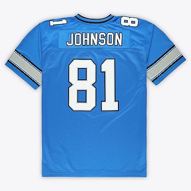 Men's Mitchell & Ness Calvin Johnson Blue Detroit Lions Big & Tall 2007 Legacy Retired Player Jersey