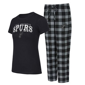 Women's Concepts Sport Black/Silver San Antonio Spurs Avondale T-Shirt & Pants Flannel PJ Set