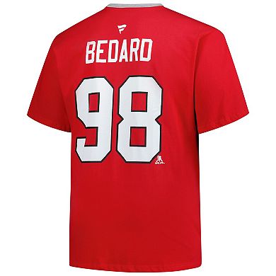 Men's Profile Connor Bedard Red Chicago Blackhawks Big & Tall Name & Number T-Shirt