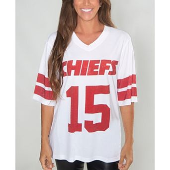 Women's Cuce White Kansas City Chiefs Crystal V-Neck Tunic