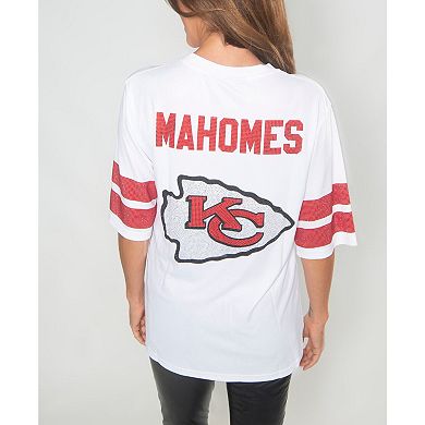 Women's Cuce White Kansas City Chiefs Crystal V-Neck Tunic