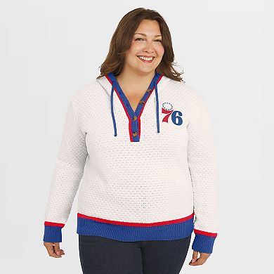 Women's WEAR by Erin Andrews Cream Philadelphia 76ers Plus Size Hoodie Sweater