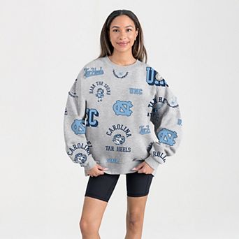 Women's Gameday Couture Gray North Carolina Tar Heels Always on Repeat Fleece Sweatshirt