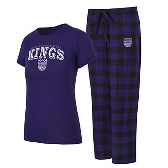 Women's Concepts Sport Purple/Black Sacramento Kings Avondale T-Shirt & Pants Flannel PJ Set