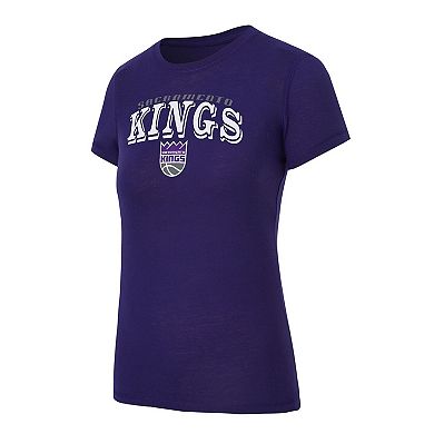 Women's Concepts Sport Purple/Black Sacramento Kings Avondale T-Shirt & Pants Flannel PJ Set