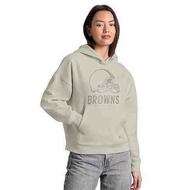 Women's Starter Khaki Cleveland Browns Rhinestone Relaxed Hoodie