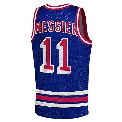 Youth Mitchell & Ness Mark Messier Blue New York Rangers Maxxed Out Fashion Basketball Jersey