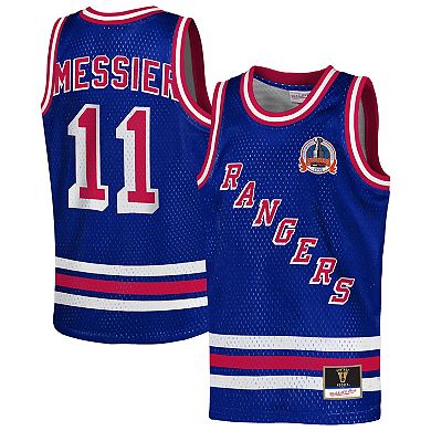 Youth Mitchell & Ness Mark Messier Blue New York Rangers Maxxed Out Fashion Basketball Jersey