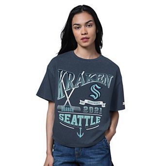 Women's Starter Deep Sea Blue Seattle Kraken Oversized Hall of Fame T-Shirt