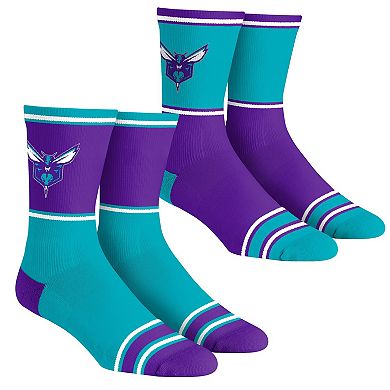 Unisex Rock Em Socks Charlotte Hornets 2-Pack Color Block Crew Socks Set