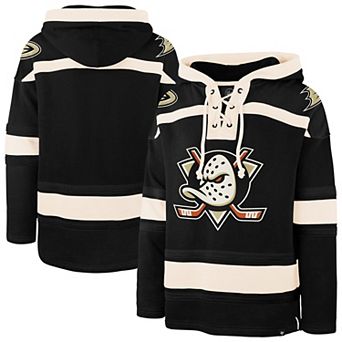Men's '47 Black Anaheim Ducks Superior Lacer Hoodie