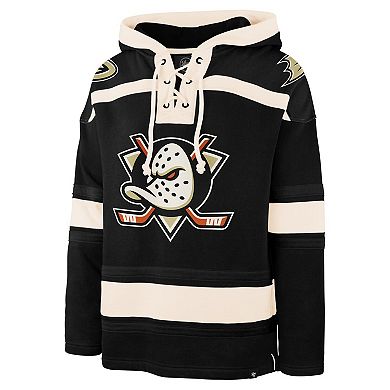 Men's '47 Black Anaheim Ducks Superior Lacer Hoodie