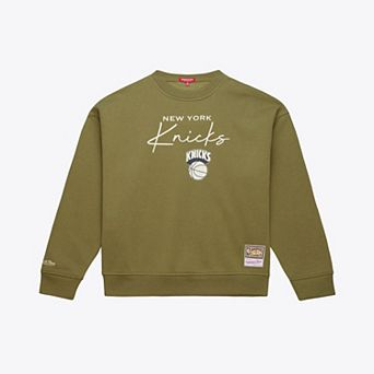 Women's Mitchell & Ness Olive New York Knicks Lightweight Script Sweatshirt