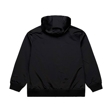 Men's Mitchell & Ness Black Cleveland Cavaliers Hardwood Classics Nights Walk the Tunnel Satin Bomber Full-Snap Hooded Jacket