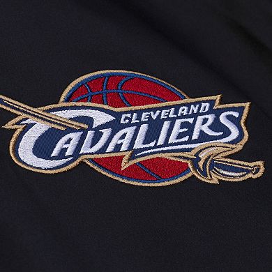 Men's Mitchell & Ness Black Cleveland Cavaliers Hardwood Classics Nights Walk the Tunnel Satin Bomber Full-Snap Hooded Jacket