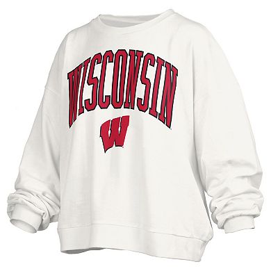 Women's Pressbox White Wisconsin Badgers Janise Fleece Sweatshirt