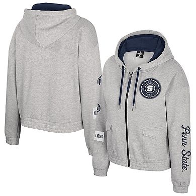Women's Colosseum Gray Penn State Nittany Lions Alfie Full-Zip Hoodie Jacket