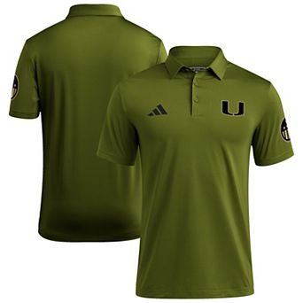Men's adidas Olive Miami Hurricanes Salute to Service Ultimate365 Solid Polo