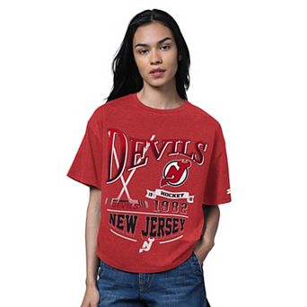 Women's Starter Heather Red New Jersey Devils Oversized Hall of Fame T-Shirt