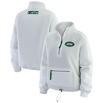 Women's WEAR by Erin Andrews White New York Jets Polar Fleece Half-Zip Jacket