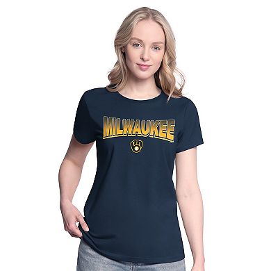 Women's G-III 4Her by Carl Banks Navy/Bright Heather Ceramic Milwaukee Brewers T-Shirt and Hoodie Combo Pack