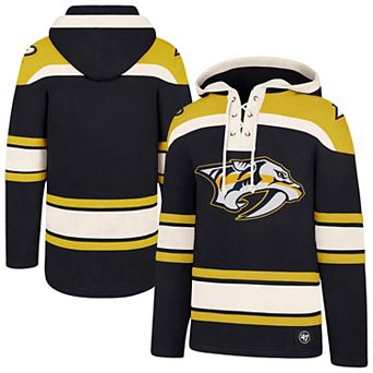 Men's '47 Black Nashville Predators Superior Lacer Lace-up Hoodie