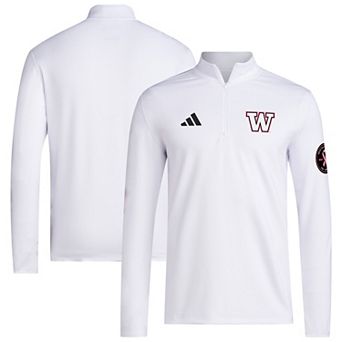 Men's adidas White Washington Huskies Wear Pink Quarter-Zip Pullover