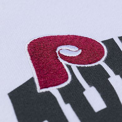 Women's Mitchell & Ness White Philadelphia Phillies Crewneck Sweatshirt