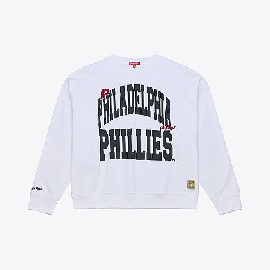 Women's Mitchell & Ness White Philadelphia Phillies Crewneck Sweatshirt