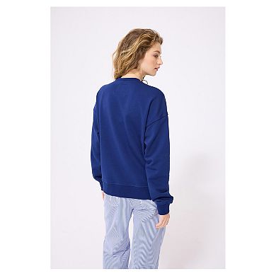 Women's Terez Navy Houston Astros Oversized Gemstone Logo Sweatshirt