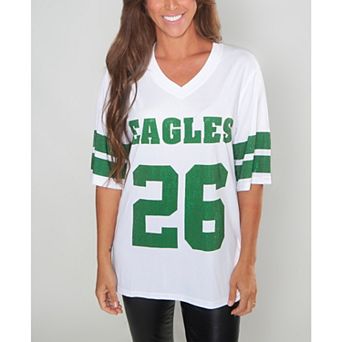 Women's Cuce Saquon Barkley White Philadelphia Eagles Crystal V-Neck Tunic