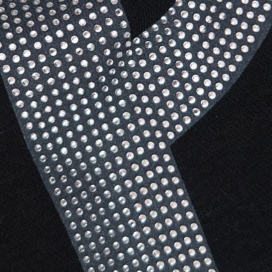 Women's Starter Black Minnesota Vikings Rhinestone Relaxed Hoodie