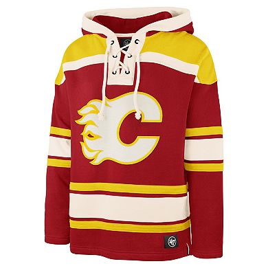 Men's '47 Red Calgary Flames Superior Lacer Lace-up Hoodie