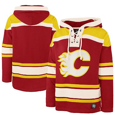 Men's '47 Red Calgary Flames Superior Lacer Lace-up Hoodie