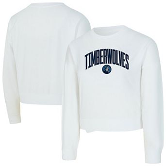 Women's Concepts Sport White Minnesota Timberwolves Laney Chenille Cropped Long Sleeve T-Shirt