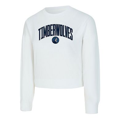 Women's Concepts Sport White Minnesota Timberwolves Laney Chenille Cropped Long Sleeve T-Shirt