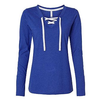 LAT Women's Fine Jersey Lace-Up Long Sleeve T-Shirt