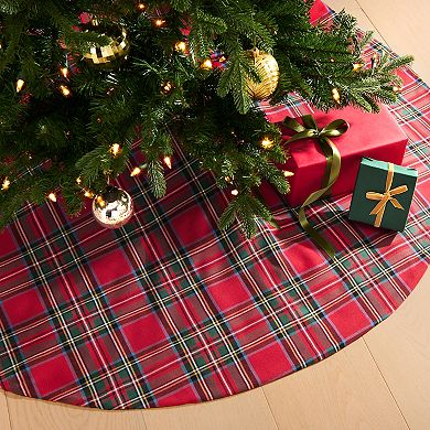Threadmade Stowe Tartan Plaid Christmas Tree Skirt, 48"x 48" Round