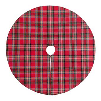 Threadmade Stowe Tartan Plaid Christmas Tree Skirt, 48"x 48" Round