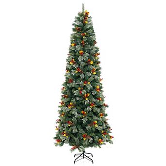 Costway 5/7.5/9 FT Artificial Xmas Tree with 453/1096/1416 Branch Tips Warm White LED Lights