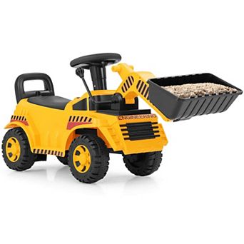 Costway Kids Ride on Bulldozer with Adjustable Bucket Engine Sound Excavator Digger Toy