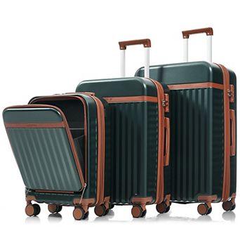 Merax Hardshell Luggage Sets 3 pc Carry-on Suitcases with Spinner Wheels，Front Opening Design