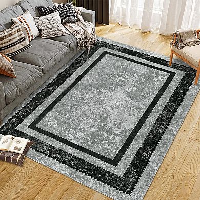 Modern Solid Color Area Rugs for Bedroom Easy Care Washable Soft Low Pile Non Slip Foldable Carpet