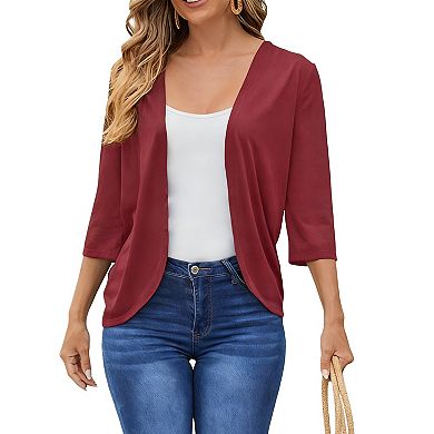 Women's Knit Open Front Long Sleeve Buttonless Casual Cardigan