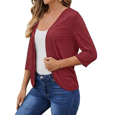 Women's Knit Open Front Long Sleeve Buttonless Casual Cardigan
