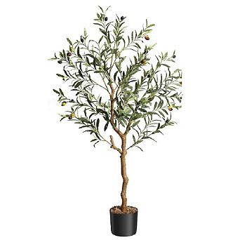 Tall Artificial Olive Tree with Realistic Fruits&Faux Wood Trunk, Faux Potted Plant for Home&Office