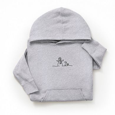 Embroidered Snowman Outline - Youth Graphic Hoodie
