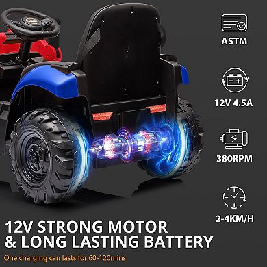 4-in-1 Transformable Kids Excavator, 12V Ride-On Toy with Remote Control, Front Loader & EVA Tires
