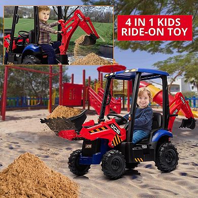 4-in-1 Transformable Kids Excavator, 12V Ride-On Toy with Remote Control, Front Loader & EVA Tires
