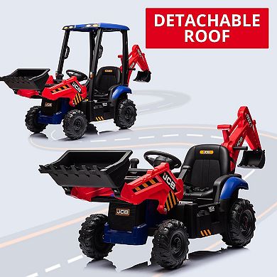 4-in-1 Transformable Kids Excavator, 12V Ride-On Toy with Remote Control, Front Loader & EVA Tires